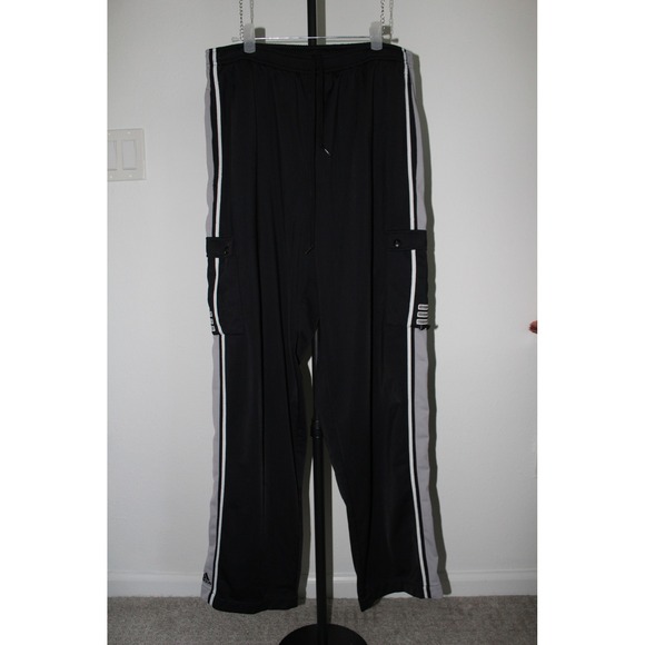 adidas Other - VTG Adidas Cargo Track‎ Pants Black Grey Striped Y2K Men's Large